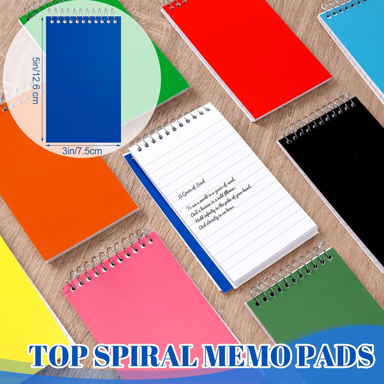 Leelosp 96 Pcs Small Spiral Notebooks 3'' x 5'' Mini Memo Spiral Notepads Pocket Size Steno Pads with Lined & Wire Bound for School Classroom Office Nurse Essentials, 75 Sheets/Pad (Rainbow)