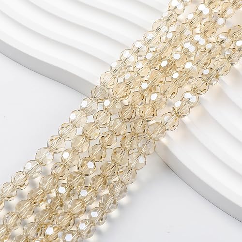 200 cuentas redondas de cristal champán de 0.315 pulgadas para la fabricación de joyas, cuentas de vidrio de Novborcz facetadas, cuentas de cristal