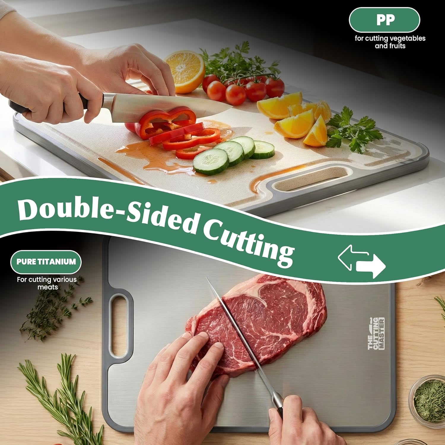– Titanium Cutting Board, Large Non Toxic 2-in-1 Double-Sided Cutting Mat for Kitchen and Home, Durable Kitchen Gadget Essential.