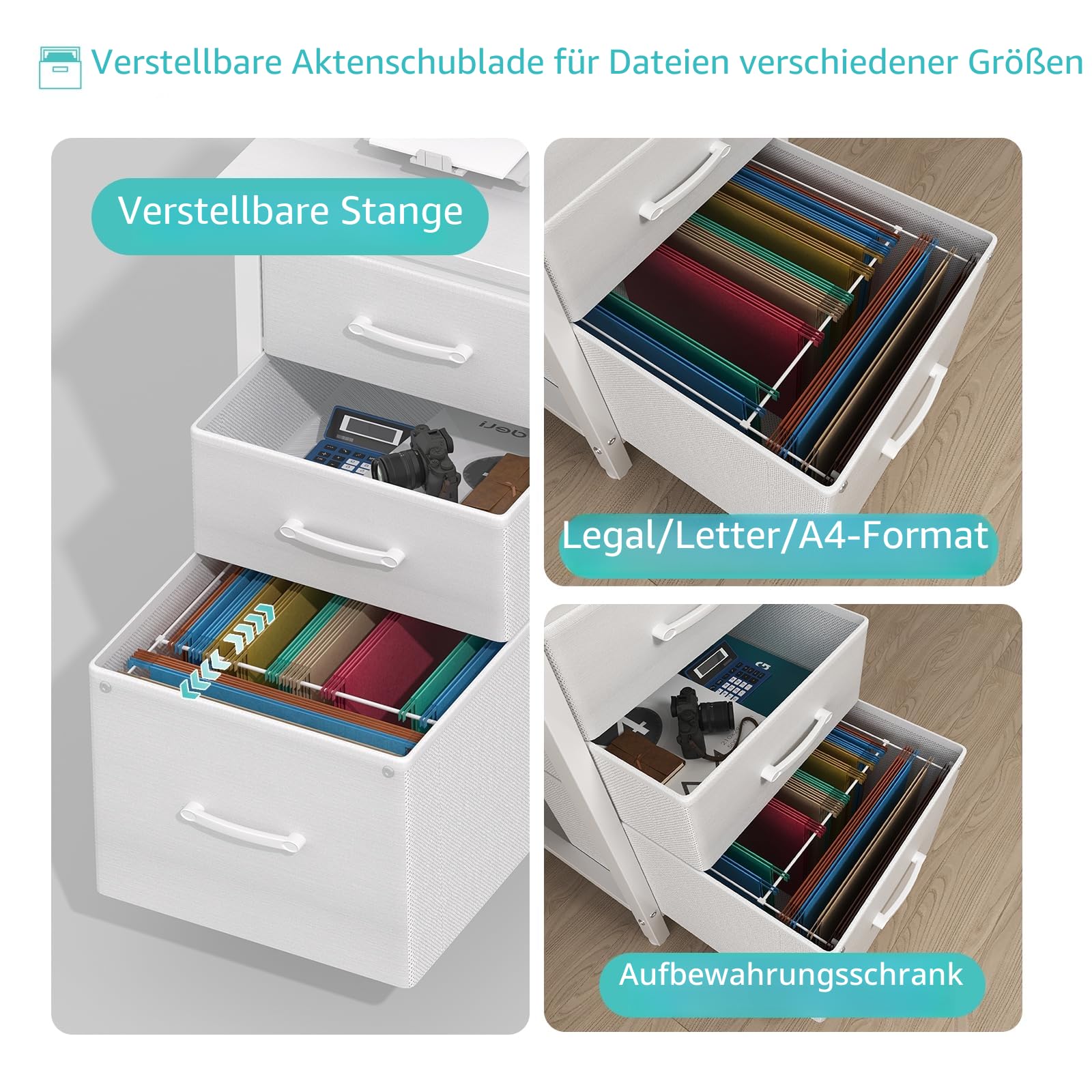Lufeiya Schreibtisch mit 3 Schubladen Klein Schreibtisch weiß 120x50cm Computertisch mit Stauraum Bürotisch Für Wohnzimmer Office Mädchen