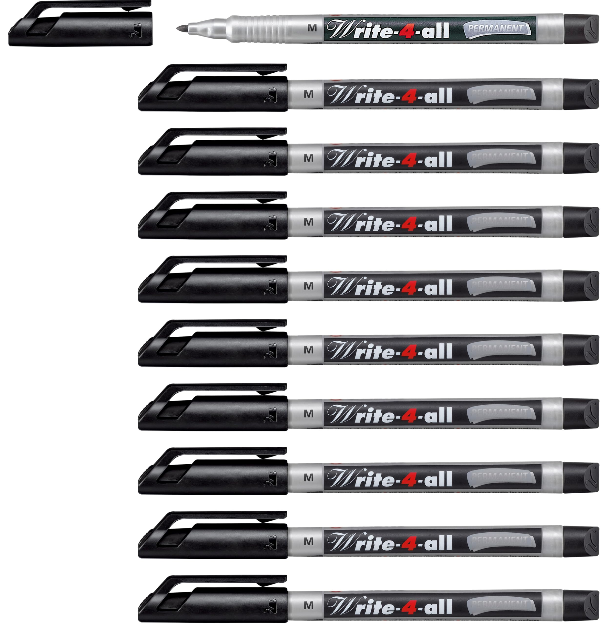 STABILO Write-4-all - Permanent Marker Pen - Medium - Pack of 10 - Black