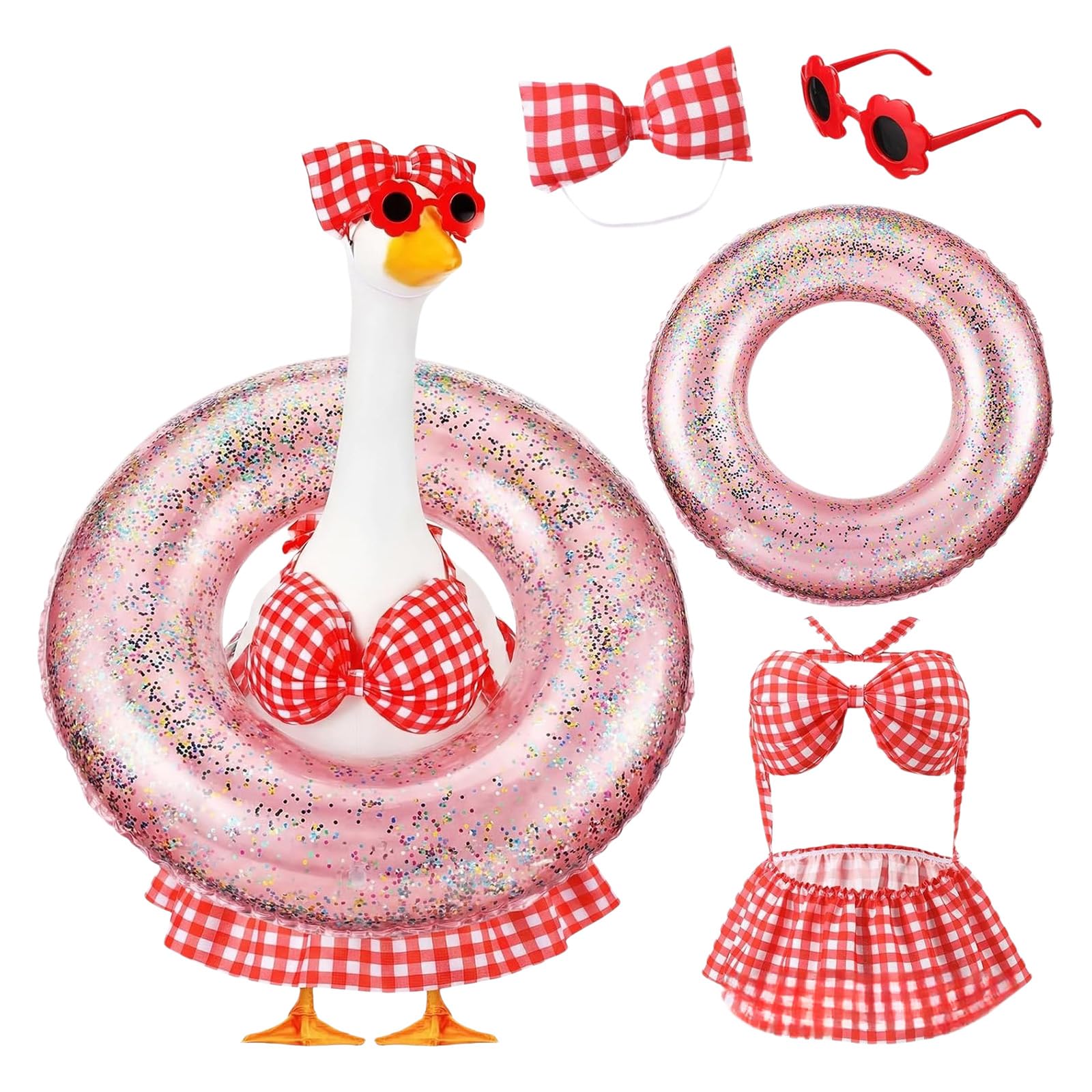 Limtula Porch Geese Outfits Swimsuit with Accessories Holidays Celebration Decoration Geese Attire Accessories Outdoor Holiday Waterfowl Ornament