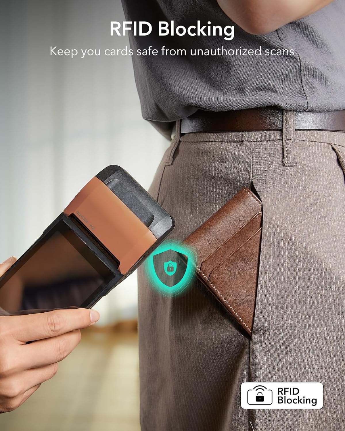 ESR Geo Wallet with Find My Functionality, RFID Blocking, Holds up to 11 Cards, Slim and Smart Wallet for Men, Replacement for AirTag Wallet Tracker(iOS Only, Not for Magsafe), Aged Leather - Image 7