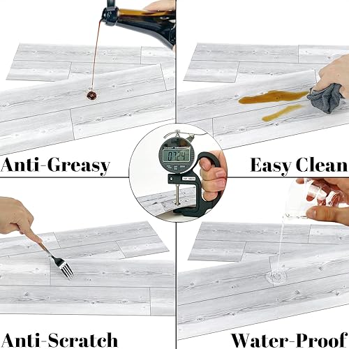 Miniatura 3 de Papel tapiz de madera de olmo gris, papel de contacto rústico para despegar y pegar, papel tapiz decorativo para piso, papel tapiz de pared, papel