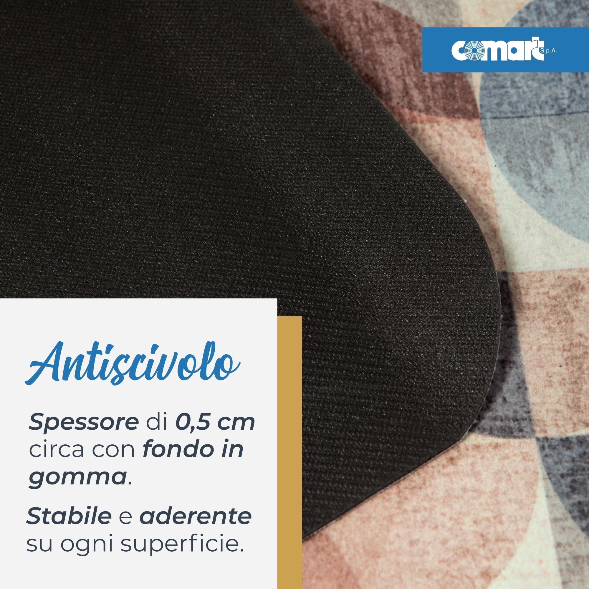 Comart - Alfombra Cocina Gaya - Absorbente - 60x80 - Gajos de Colores