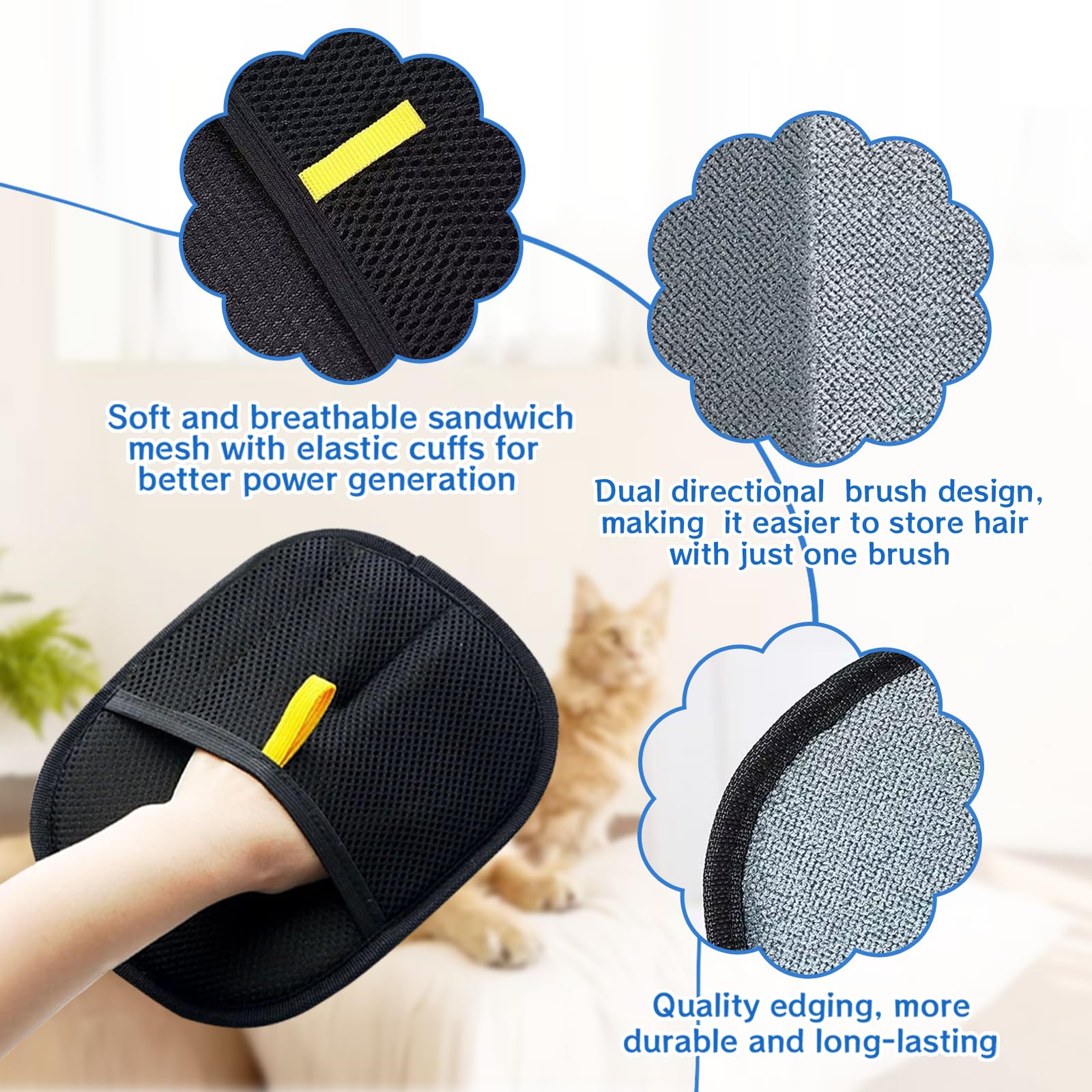 2 Pièces Gants d'épilation d'animaux, Gants d'épilation électrostatiques, Brosse Anti Poils Animaux, Gant pour enlever Les Poil de Chat, pour Le Nettoyage, L'épilation Et La Beauté