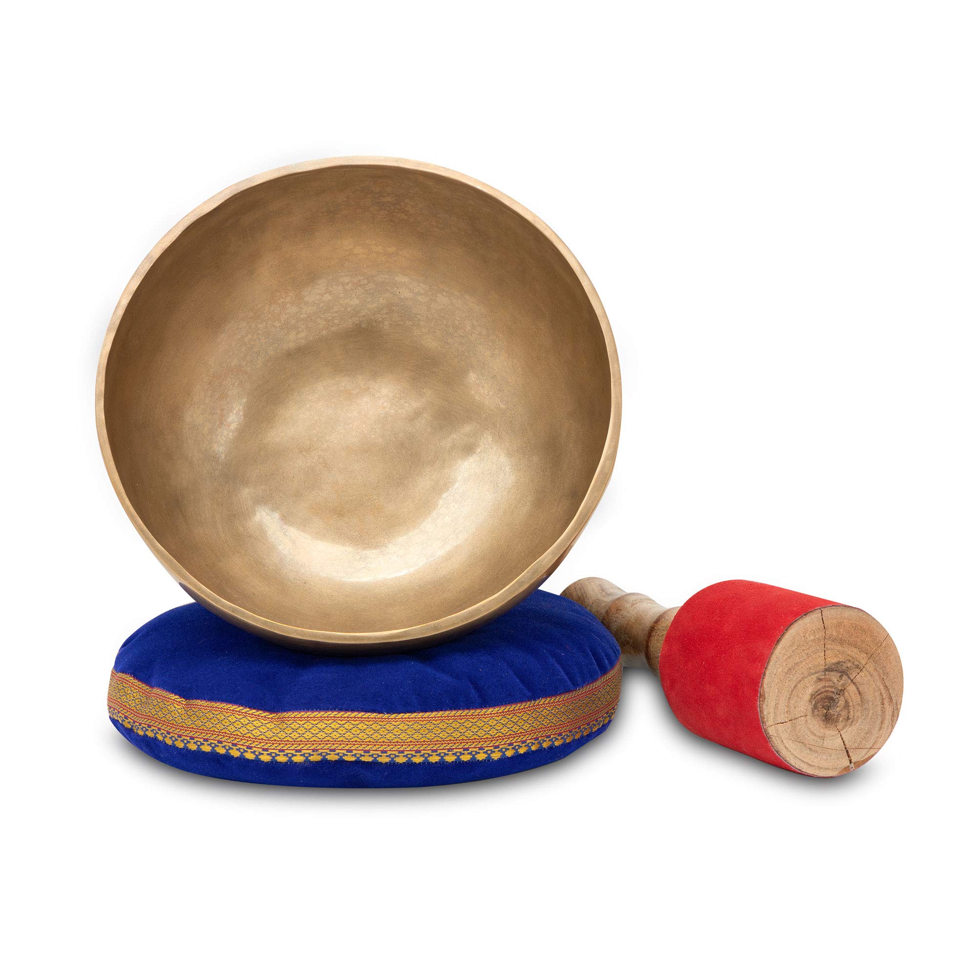 XDrum Omshanti Bol Tibétain 22 cm Ensemble Complet - Poids : 1500g - fait main en Inde - idéal pour la méditation et la thérapie - avec coussin et maillet assortis