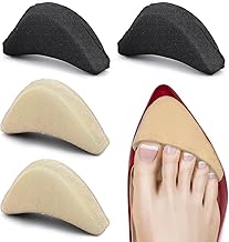 2 Pairs (4 PCS) Soft Shoe Fillers for Women | Adjustable Tightener Pads & Reusable Insoles for Loose Shoes | Heel Grips for Better Fit & Comfort | Black & Beige