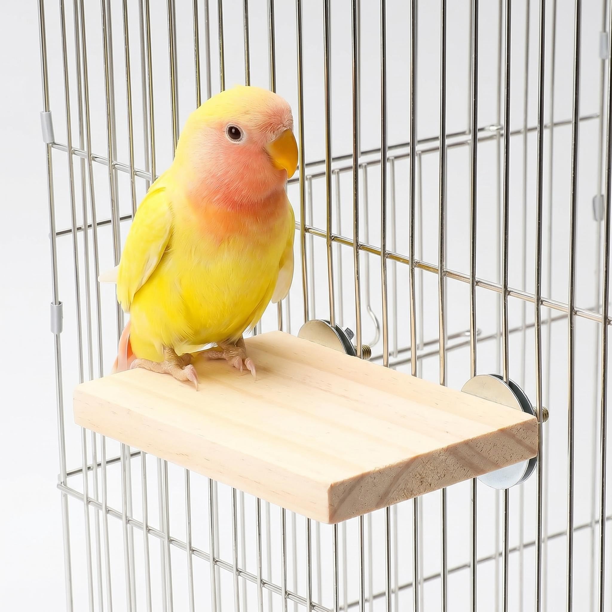 2 soportes de madera maciza para loros, juguete para pájaros y plataforma de escalada para jaula y lugar de descanso para animales pequeños