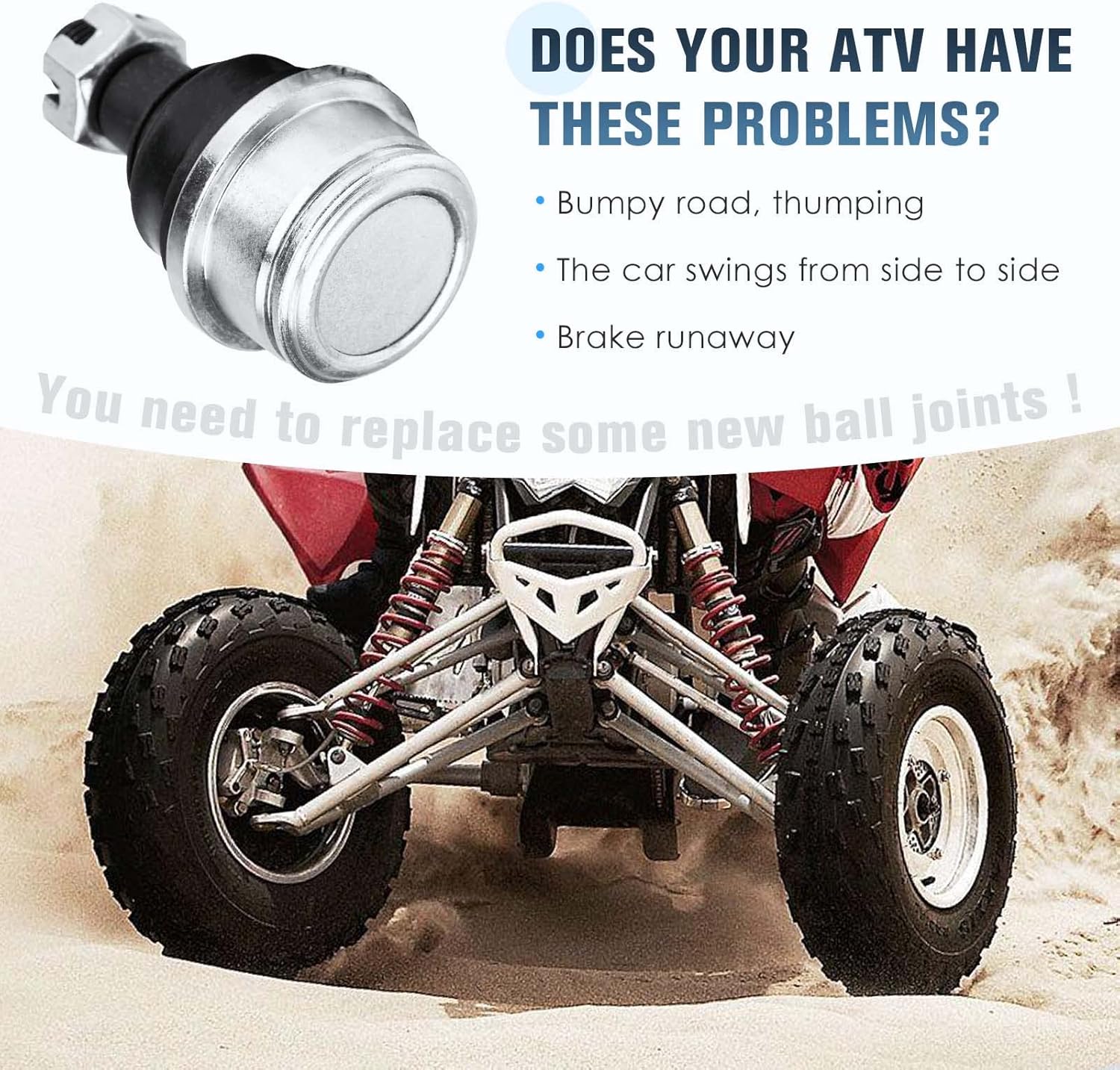 Youxmoto Upper/Lower Ball Joint for Honda FourTrax Rancher 420 2014-2022 (TRX420 FA IRS FE FM FPA TE TM); Foreman 450 TRX450 1998-04; Rubicon 500 TRX500 2001-2019; Rincon 650 680; 51355-HN0-A01