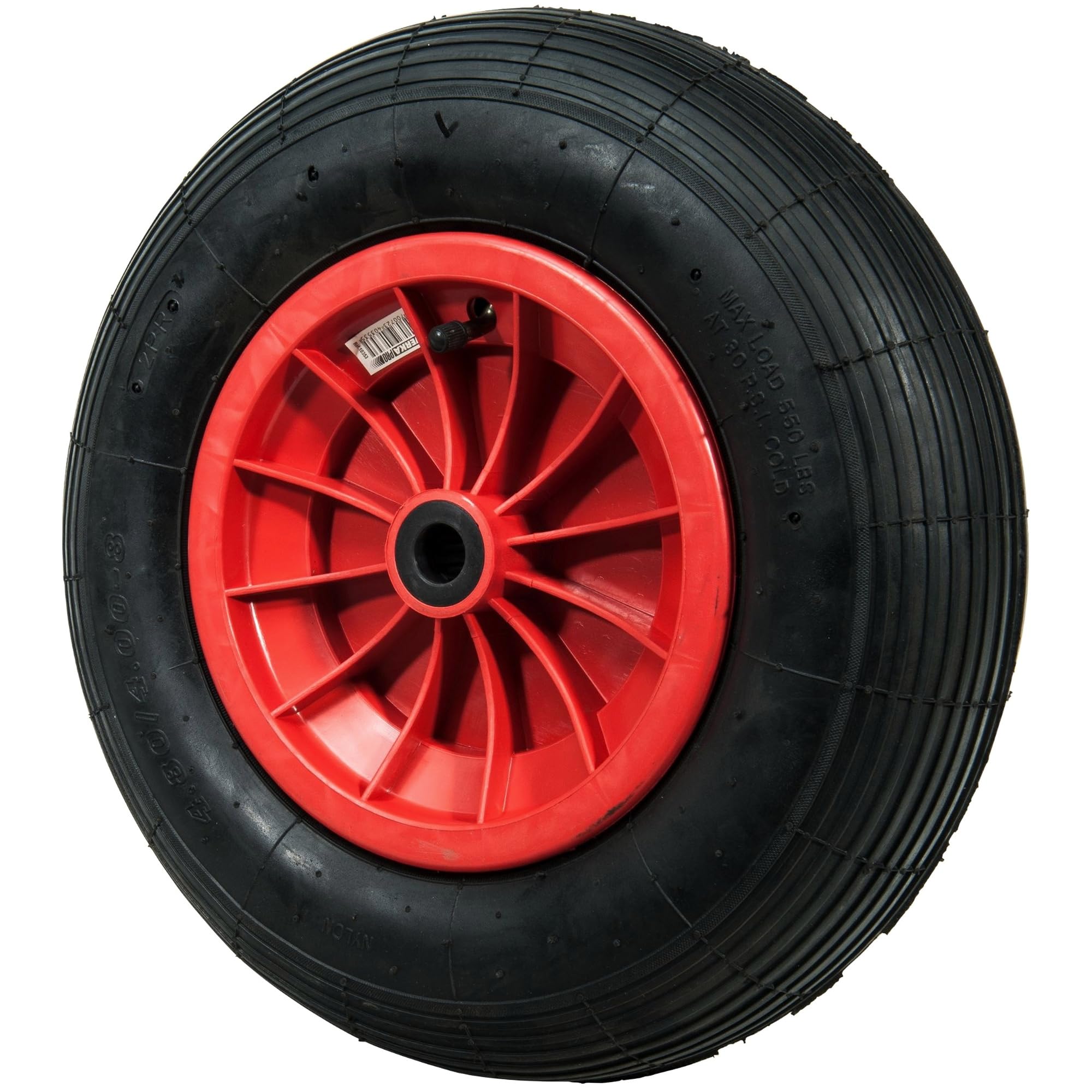 WERKA PRO Roue gonflable 16 pouces pour chariots, diables et remorques de jardin, durable et résistante avec roulements à rouleaux, dimensions 400x105 mm, alésage 25 mm, rouge.