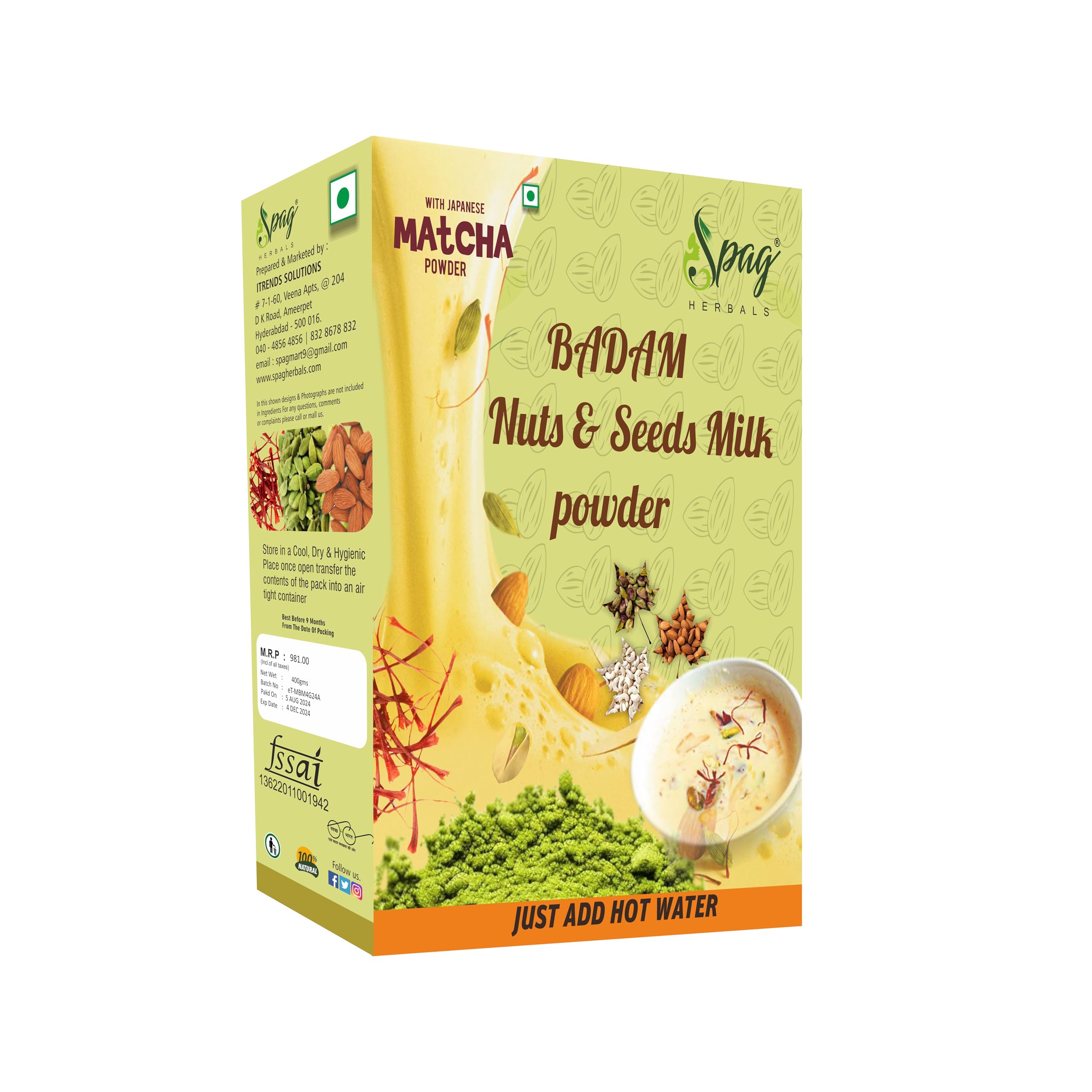 Spag Herbals MATCHA Badam Nuts Seeds mix milk drink kashmiri kesar Saffron nutritious healthy refreshing powder 800gms-image-26