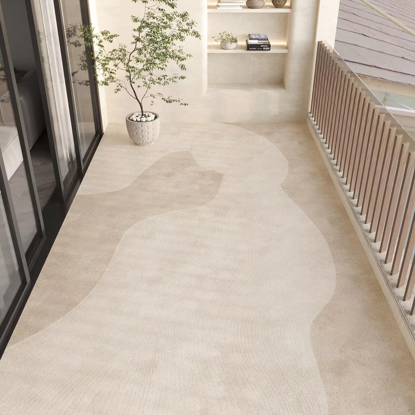 Alfombras para balcón Impermeables Antideslizantes Color Beige japonesas para Cocina decoración Exterior 90x180cm
