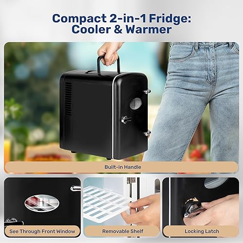Miniatura 3 de InfiniPower Mini refrigerador de 4 litros6 latas con ventana de observación, refrigerador portátil de bebidas CACC, enfriador y calentador sin freón