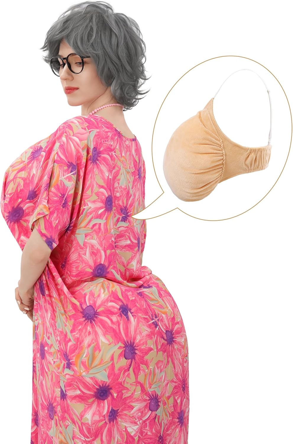 FURPHI Fake Chest for Old Lady Grandma Cosplay Halloween Funny Costume Accessories