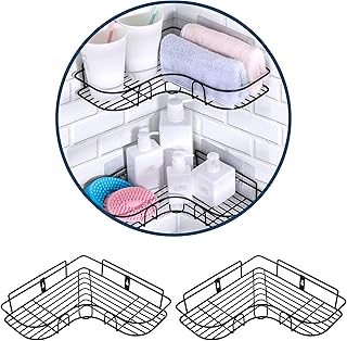 ZIIFEEL Etagere Douche,Étagère d'angle Douche,Panier Salle de Bain,Etagere Rangement Salle de Bain Sans Percage,Etagere de Douche,Etagere Epices Cuisine,Toilettes,Acier Inoxydable(2 Pièces)