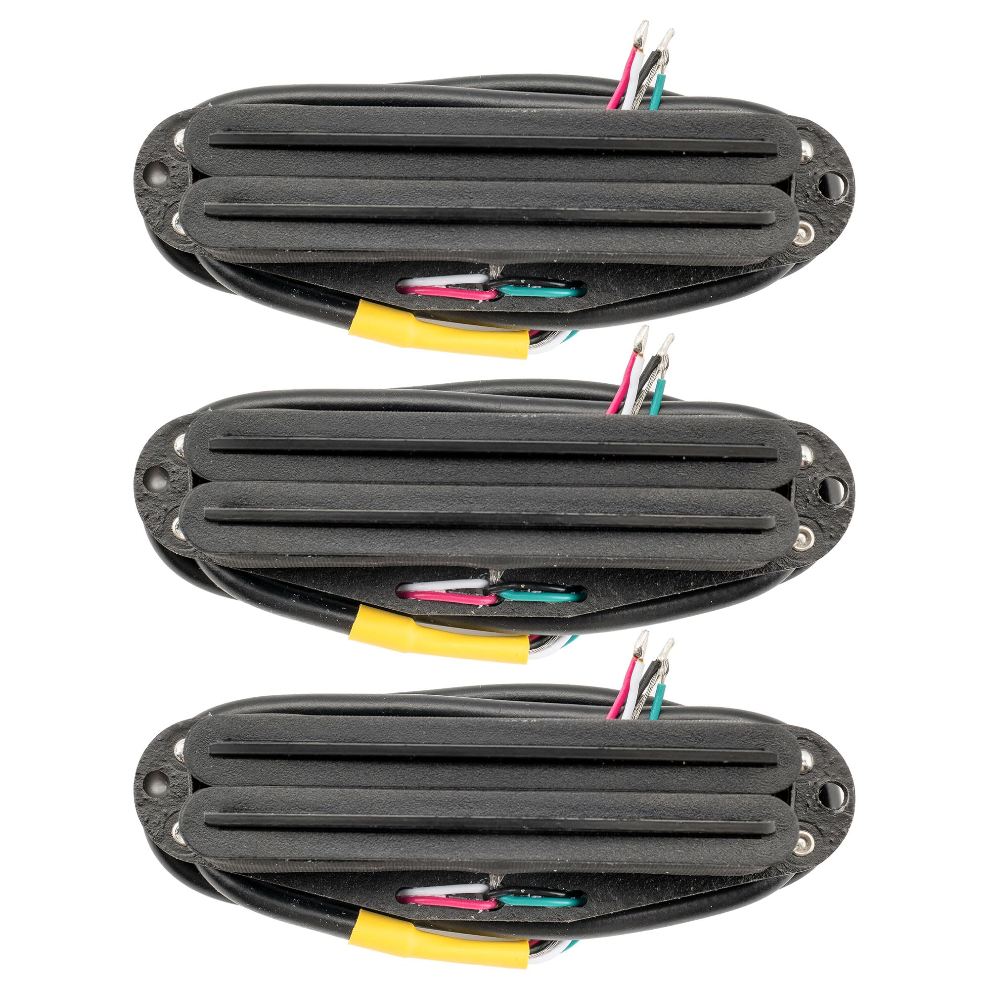 Musiclily Pro ST-DPHA Alnico 5 Rail Blade Humbucker Formie Przetwornika Single Coil 13,2K Super Distortion do Gitary Elektrycznej typu Strat, Czarny Korpus Czarny Rail (3 szt.)