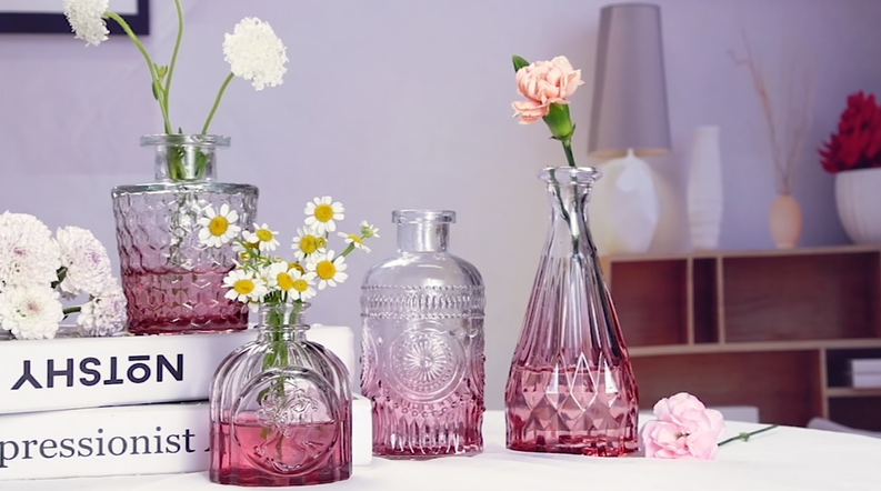 Amazon.com: TBWIND Pink Day Glass Bud Vase Set of 5, Small Flower