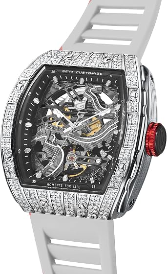 Automatic Mechanical Watch Skeleton Stainless 50M Waterproof Anti Shock Casual Diver Men Wrist Watch Sterling Watches Chronograph Analog Business Casual Fashion Adjustable Silicone Band