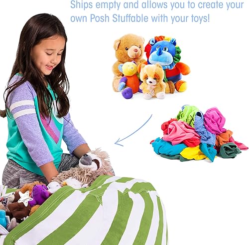 Miniatura 72 de Posh Funda de Silla Puf Rellenable para Almacenamiento de Animales de Peluche para Niños - Organizador de Juguetes Infantiles, Grande-38 - Lona