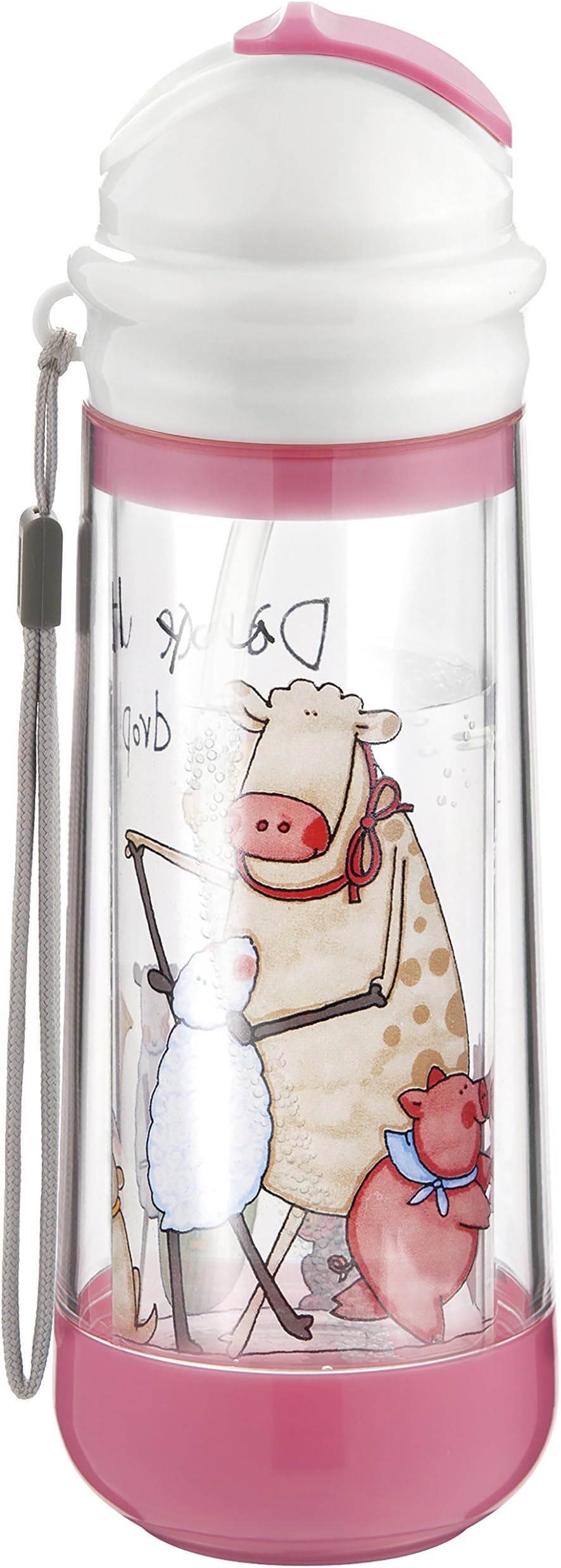 Drinkadeux Glass Double Wall Bottle with Straw- CUPCAKEFARM