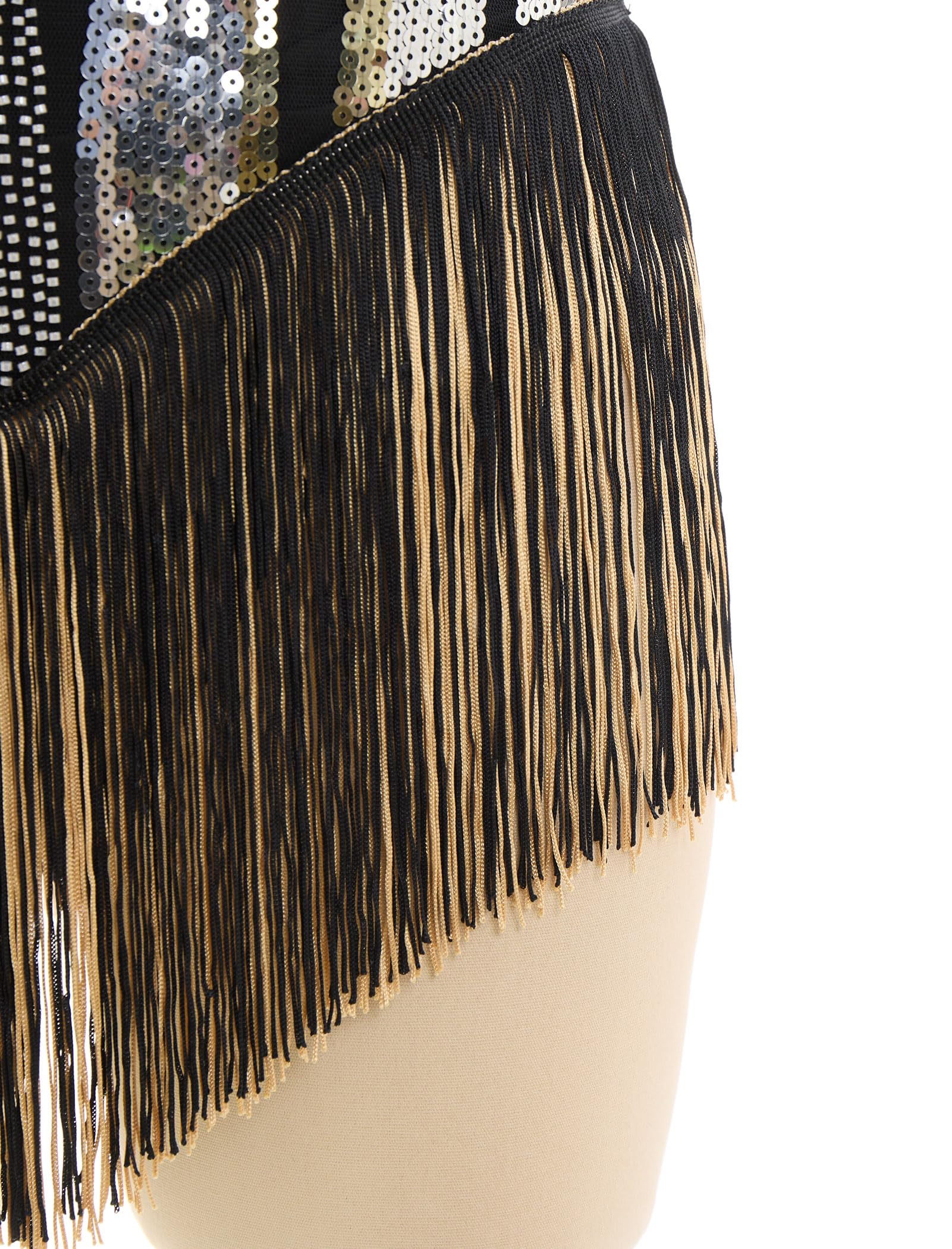 Salsa Latin Dance Kleid für Damen Pailletten Fransen Flapper Bodysuit 1920s Vintage Cocktail Jazz Akrobat Leotard Kostüm Gold XS