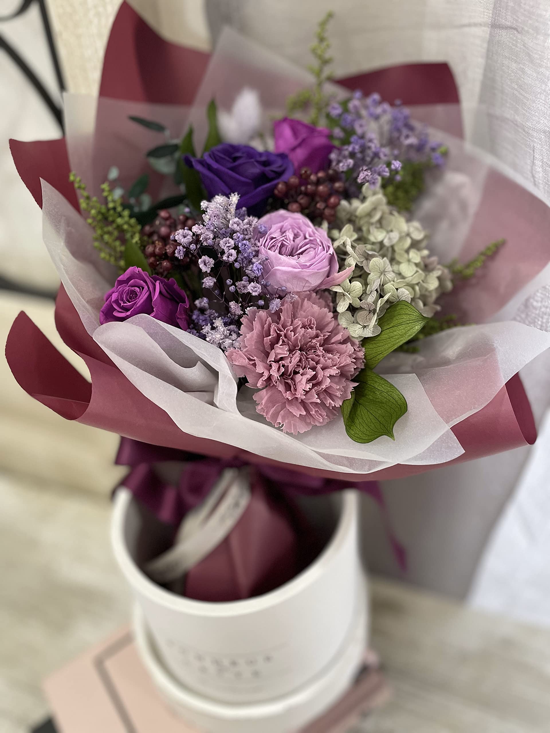 薔薇＆紫陽花 ドライフラワー 花かごリース 橤 ミル・フルール〜Jewels