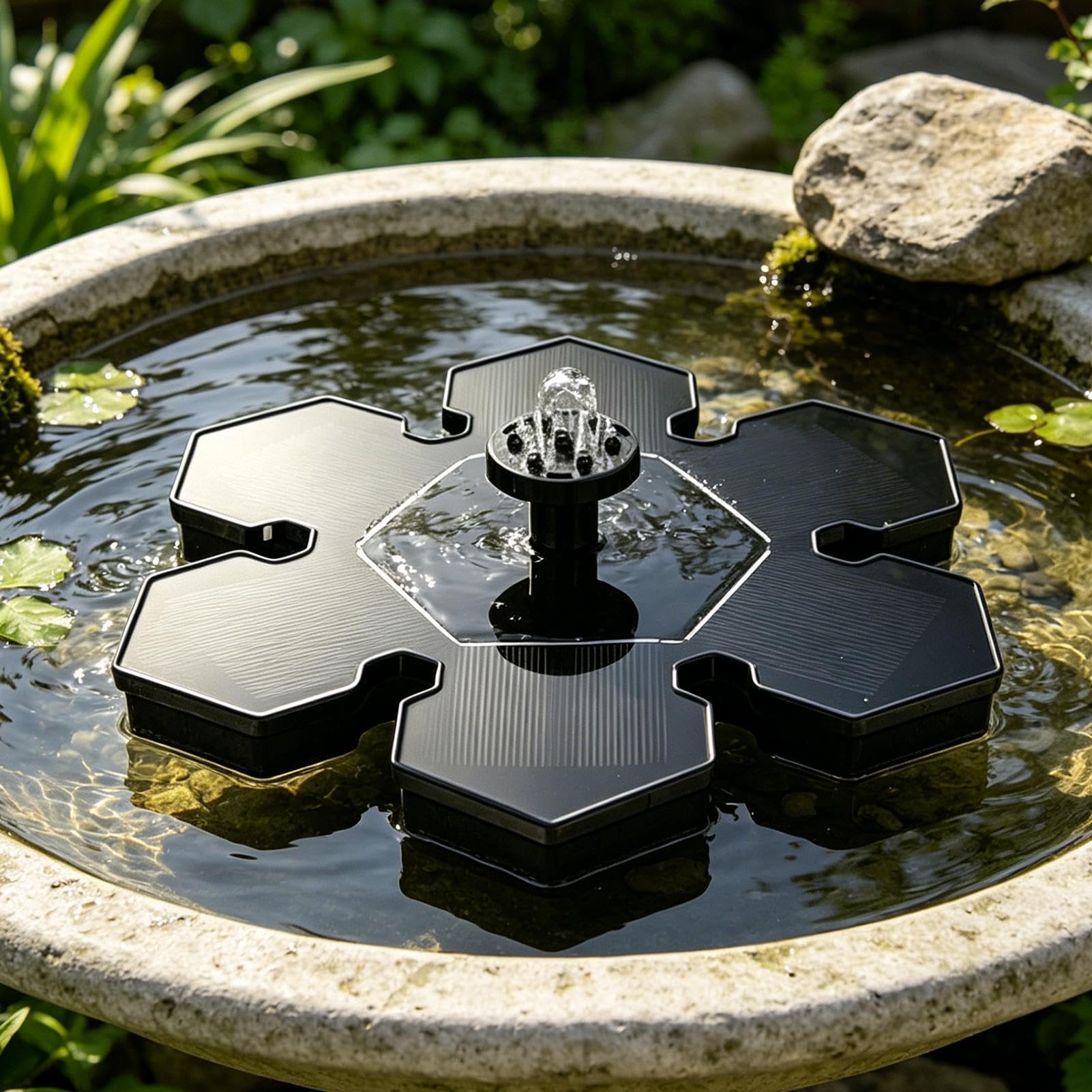 Bomba de fuente solar para baño de pájaros Aspersor flotante portátil con