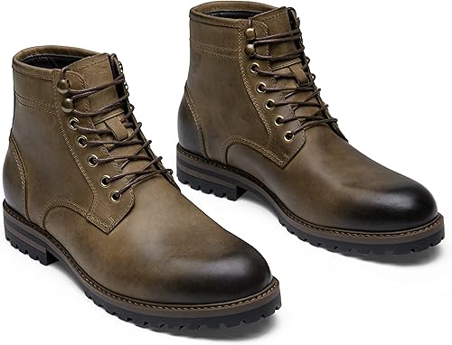 Miniatura 4 de Jousen Mens Boots Leather Motorcycle Casual Boots For Men Waterproof Hiking Chukka Boots Mens