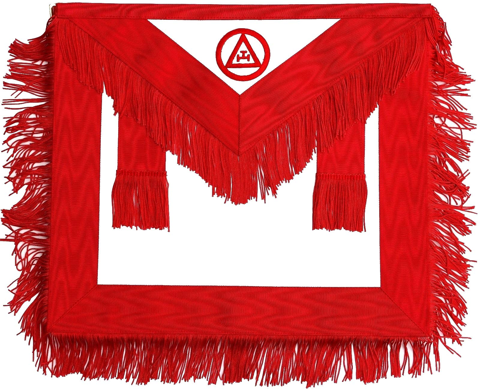 Masonic Regalia Royal Arch Synthetic Leather Apron with Fringe Embroidered 16" X 14"