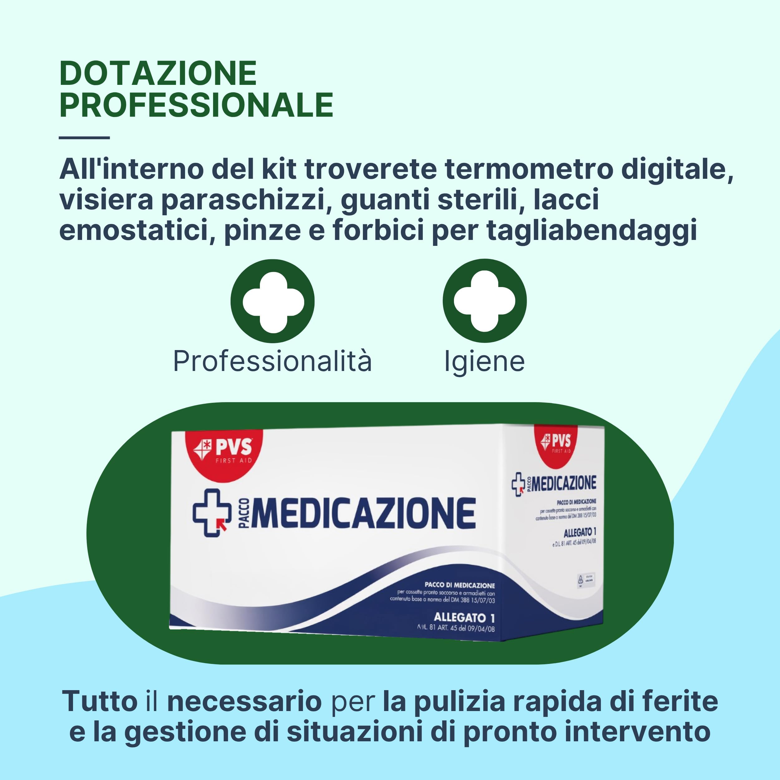 Pacco Reintegro Cassetta Pronto Soccorso Allegato 1 DM 388/03 - Kit Primo Soccorso Completo per Armadietto Aziendale CE senza Sfigmomanometro