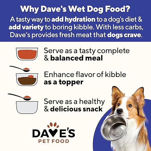 Miniatura 4 de Dave's Pet Food Wet Dog Food (hígado y carne de res), hecho en Estados Unidos, naturalmente saludable, comida enlatada para perros, vitaminas y