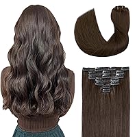 Vista 47 de Extensiones de cabello con clip, cabello humano Remy, extensiones de cabello largo lacio de una pieza con 5 clips, con gancho para colgar