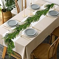 Vista 3 de GLLBTPT Guirnalda de pino Norfolk de Navidad, guirnalda verde artificial de 6 pies, decoración navideña para exteriores e interiores para escaleras