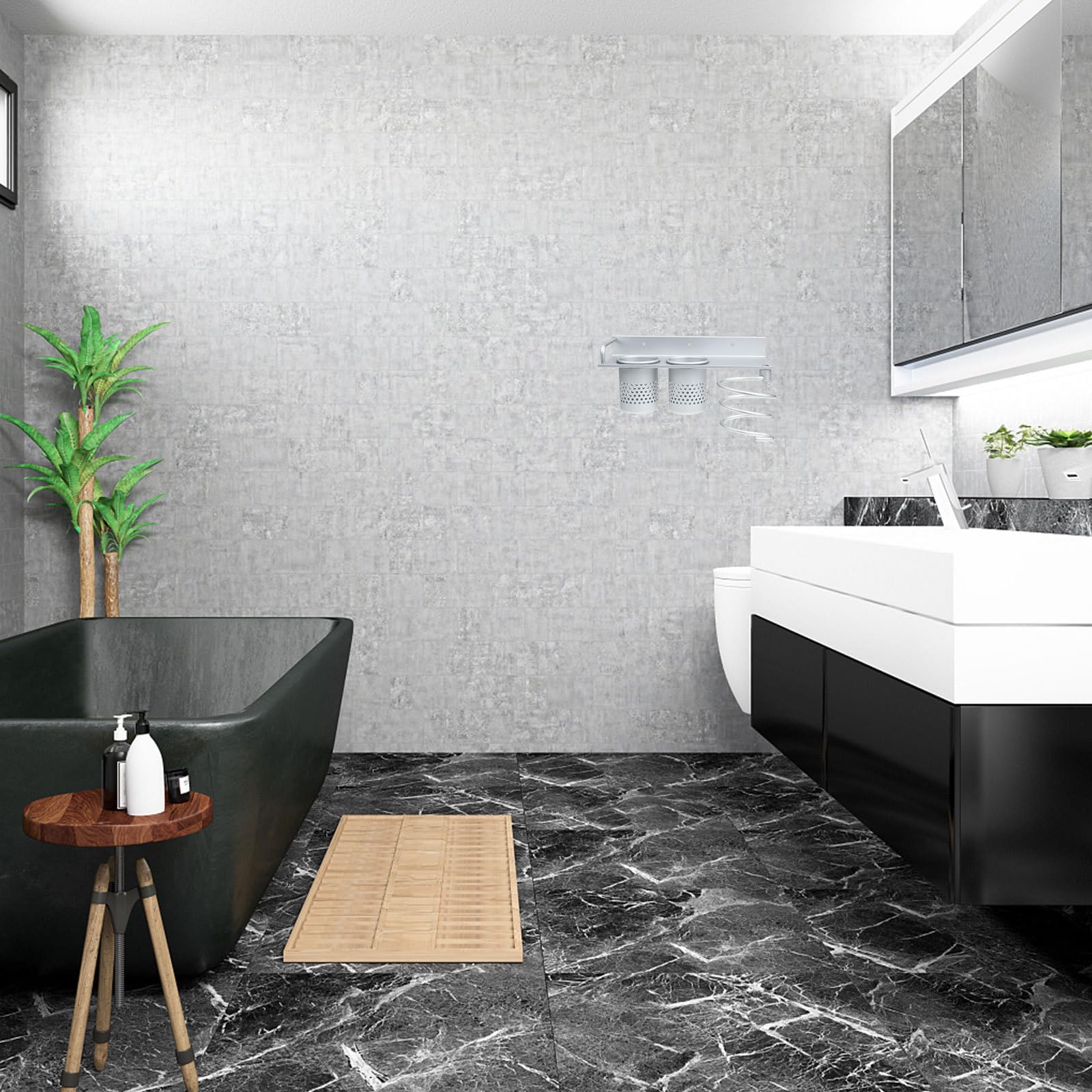 Haartrocknerhalterung ohne Bohren aus Raumaluminium Selbstklebendes Badezimmer Regal für Kleine Gegenstände Praktischer Organizer für Friseursalon und Zuhause