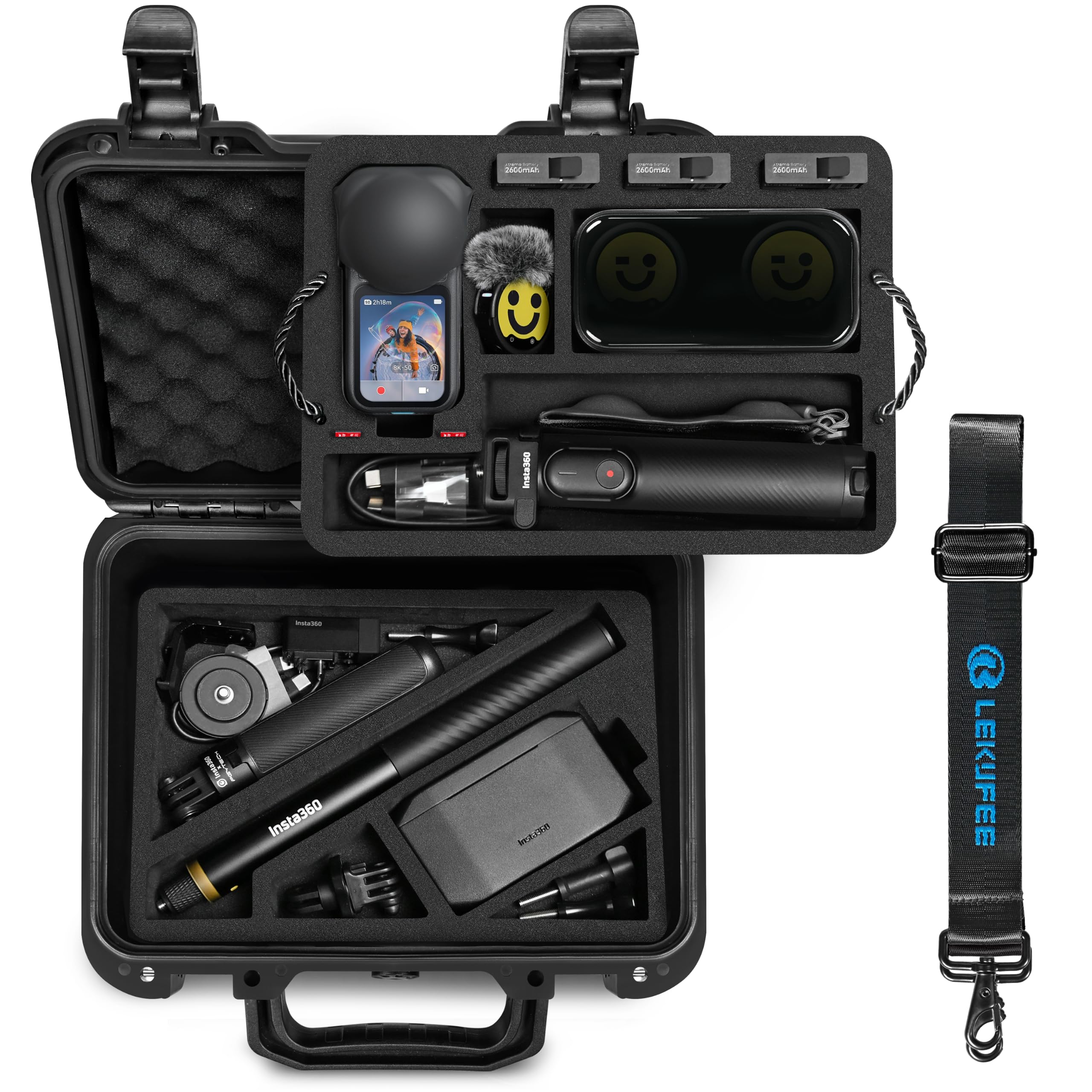 LEKUFEE Mallette Rigide Étanche pour Insta360 X6 et Accessoires