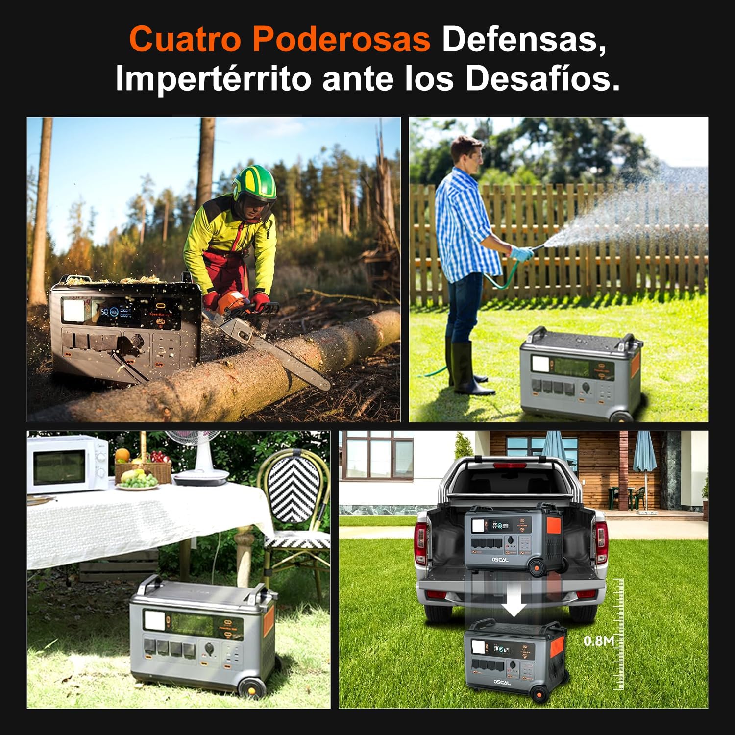 PowerMax 3600SE 3600W (7200W Pico) Estación de Energia Portatil, 3600Wh Generador Solar, Carga Rápida 1h, Batería LiFePO4, UPS, 14 Puertos, Power Station para Camping, Caravana, Hogar