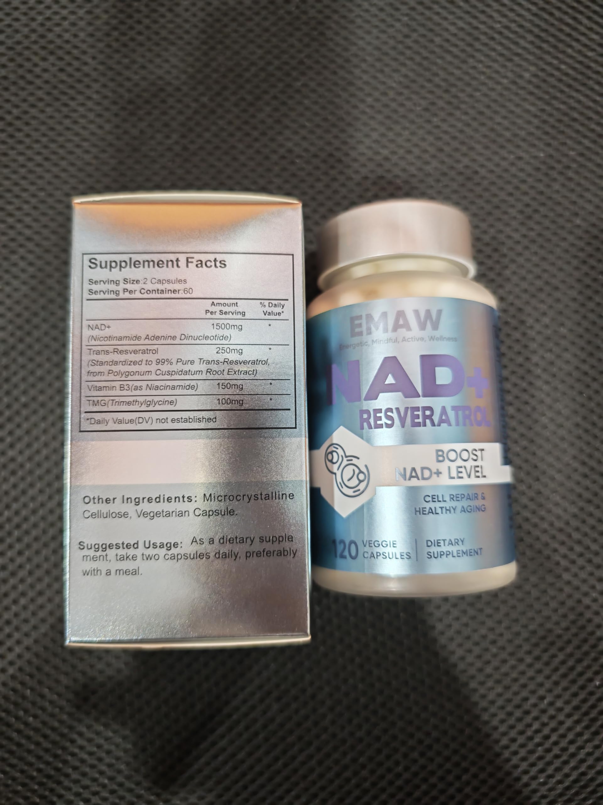 NAD+ 1500 mg & Resveratrolo, 120 Capsule Vegetariane