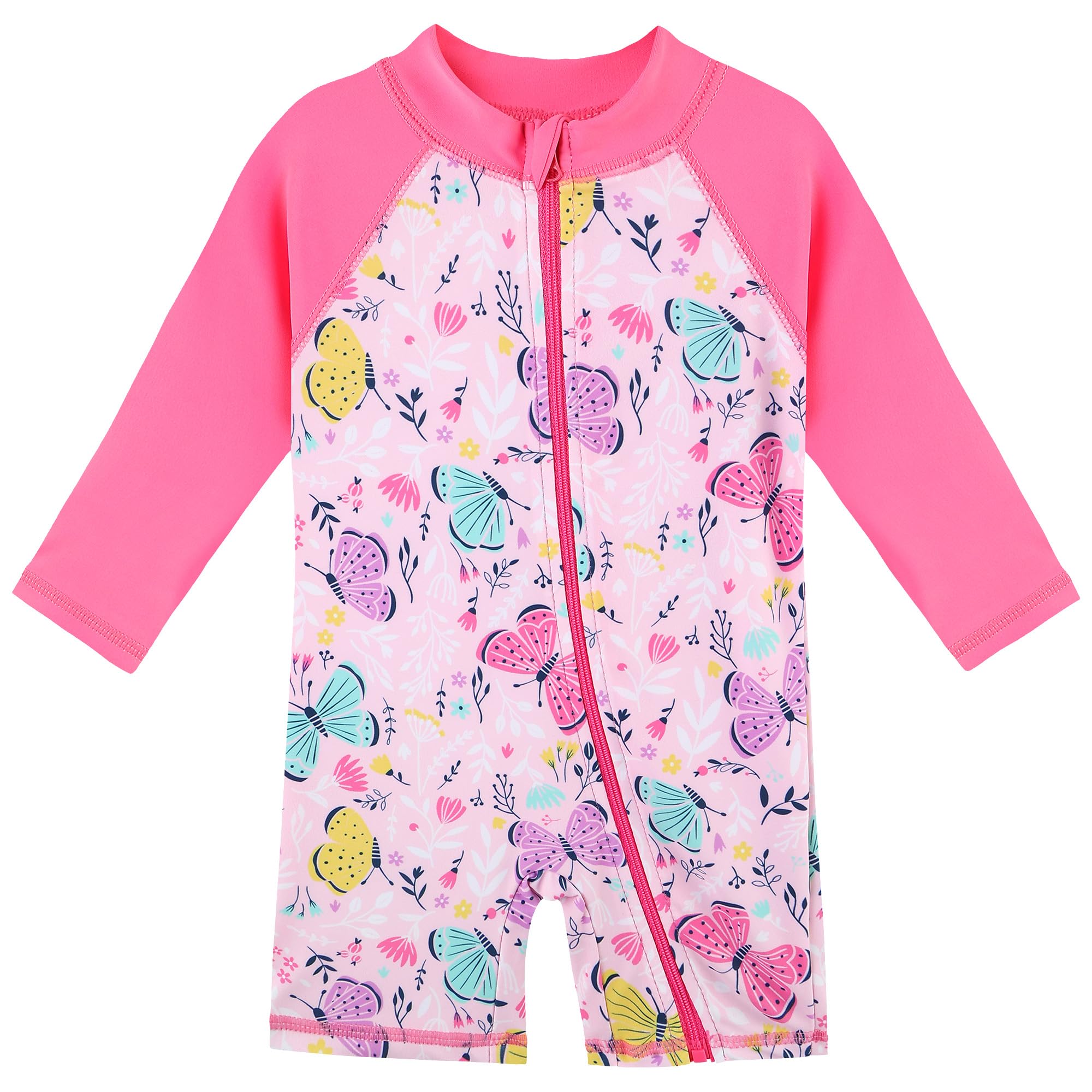 HUAANIUE Toddler Girl Swimsuit Long Sleeve UPF50+ Sun Protection 0-6T
