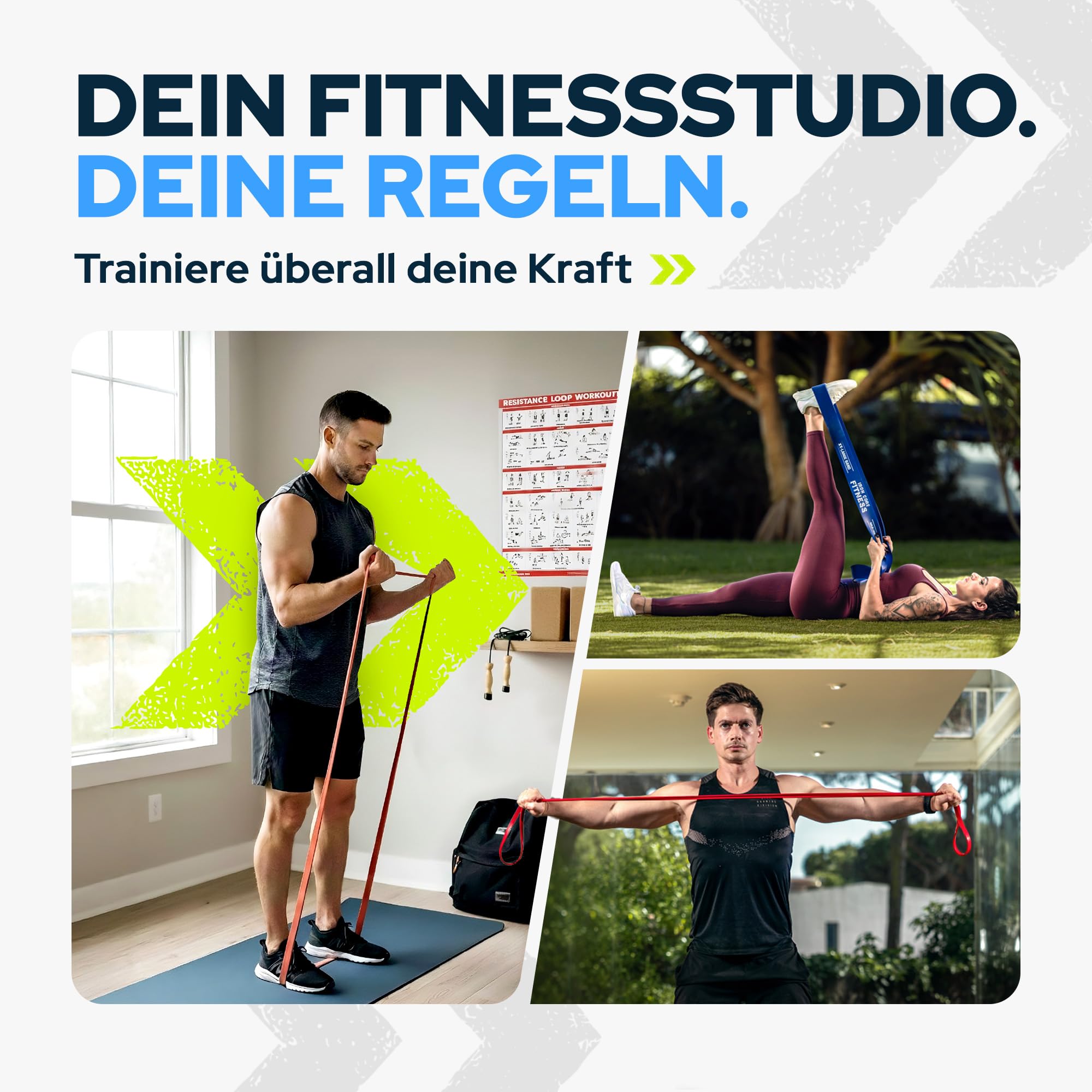 Klimmzugband für Widerstandsbänder Krafttraining, Klimmzug Bänder Set – Premium Qualität Resistance Pull Up Bands für Klimmzüge Training, Kraft, Mobilität, Reha, Dehnung im Fitnessstudio oder Zuhause