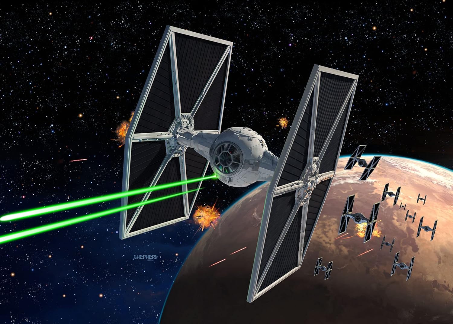 Revell 06782 Star Wars: The Mandalorian Outland TIE Fighter 1:65 Model Kit, Unvarnished