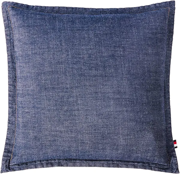 ELEGANT LIFE HOME 100% Cotton Washed Yarn Dyed Denim Euro Sham Cover 26'' x 26'' Throw Pillow Cover (1 pc, Dark Blue)