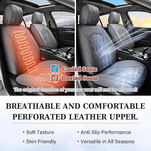 Miniatura 7 de Coverado Fundas de asiento de automóvil, de piel de napa de alta calidad, sin costados, juego completo con patrón en relieve, accesorios interiores