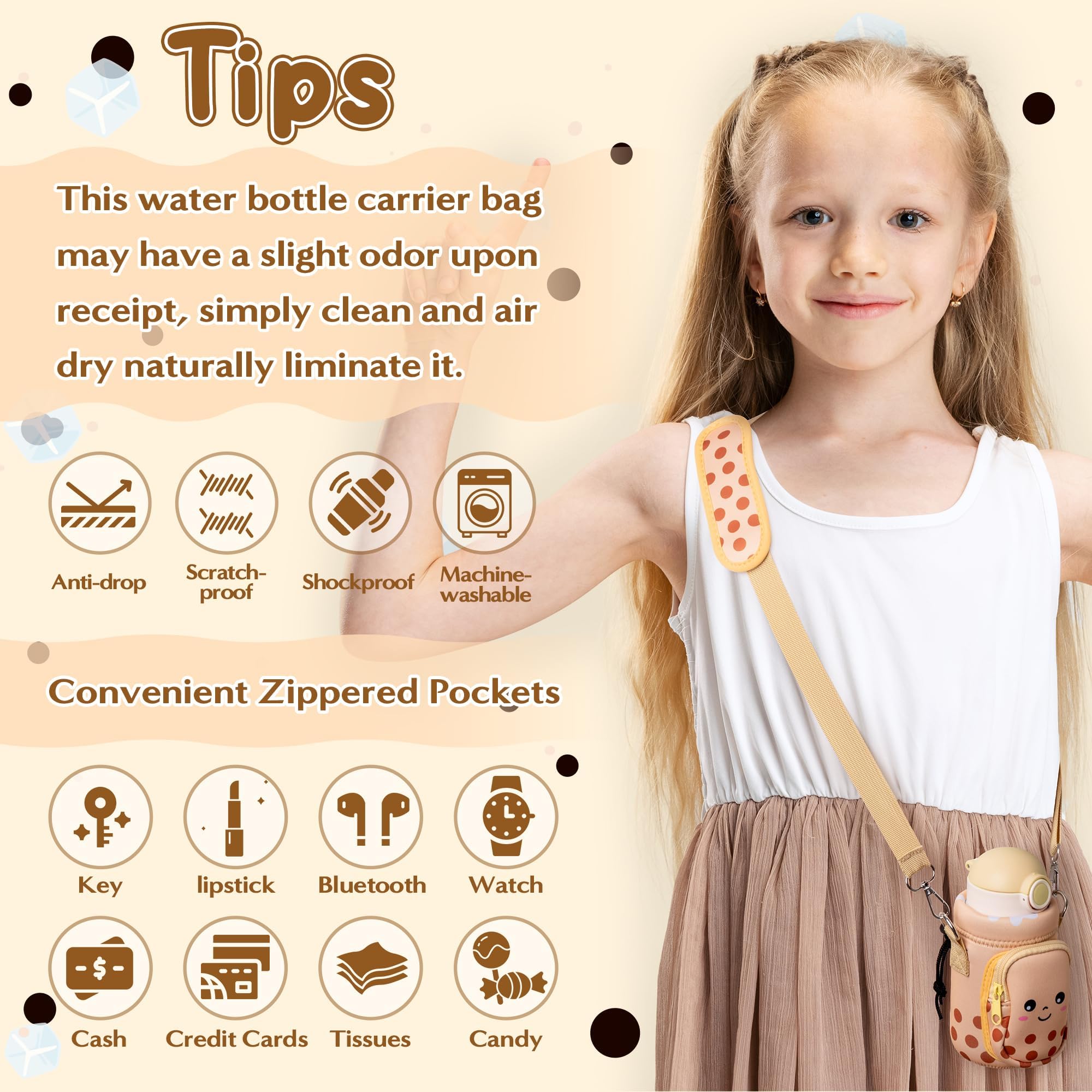 2OOYA Bubble Tea Water Bottle Carrier Bag with Strap for Kids - Image 4