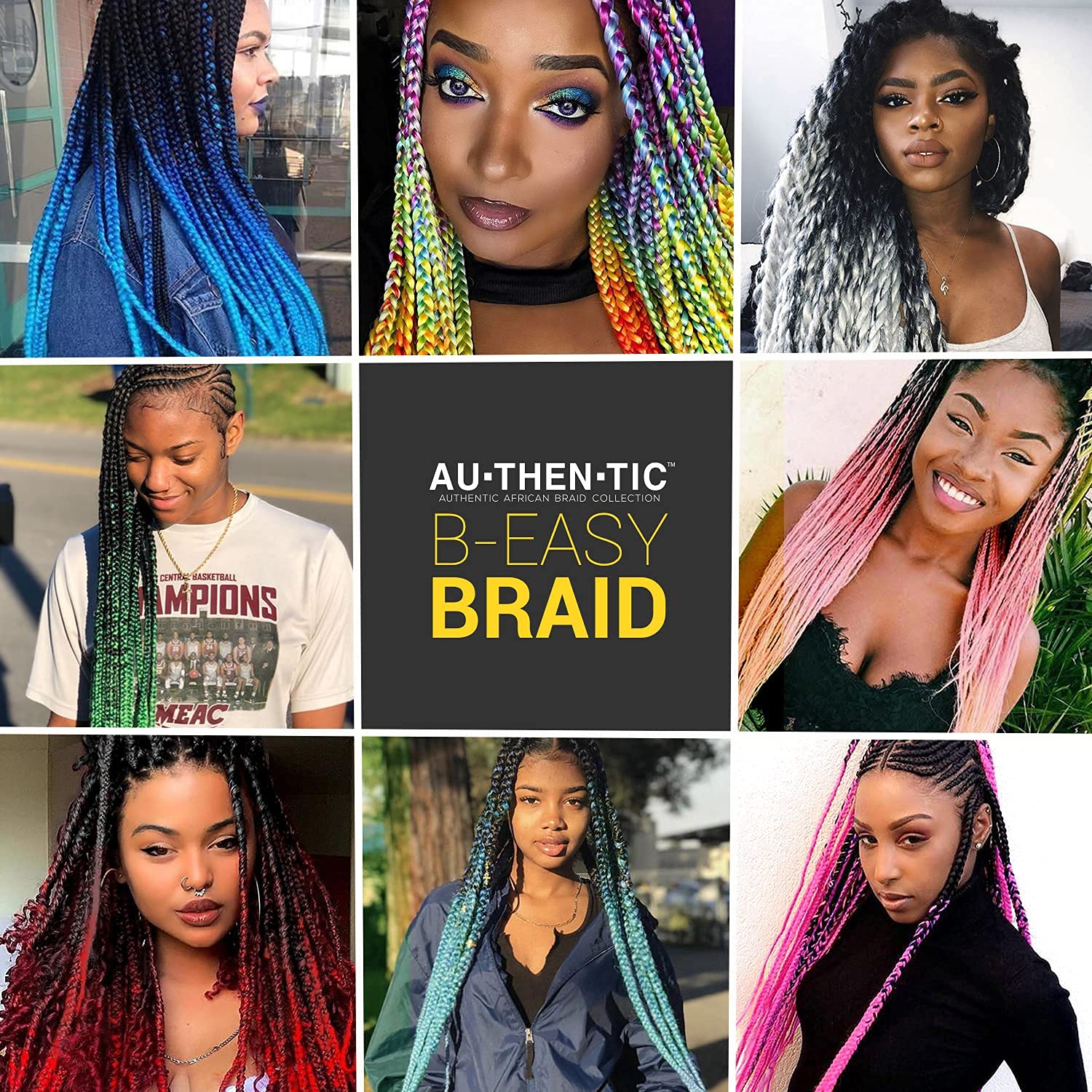 26 Inch (unfold 52"+) 6 Packs AU-THEN-TIC Braiding Hair Pre Stretched B-Easy Ez Braid Synthetic Soft Yaki Crochet Braid Hot Water Setting Hair Extensions (26 Inch (Pack of 6), TT1B/SILVER)