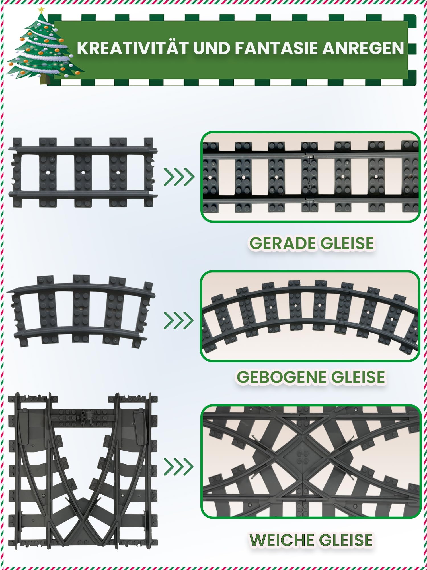 City Train Set de Train Urbain pour Train, Ville - Kit d'extension de Rails compatibles avec Le Leader du marché - Railway Rails pour Filles et garçons (54 PCS)