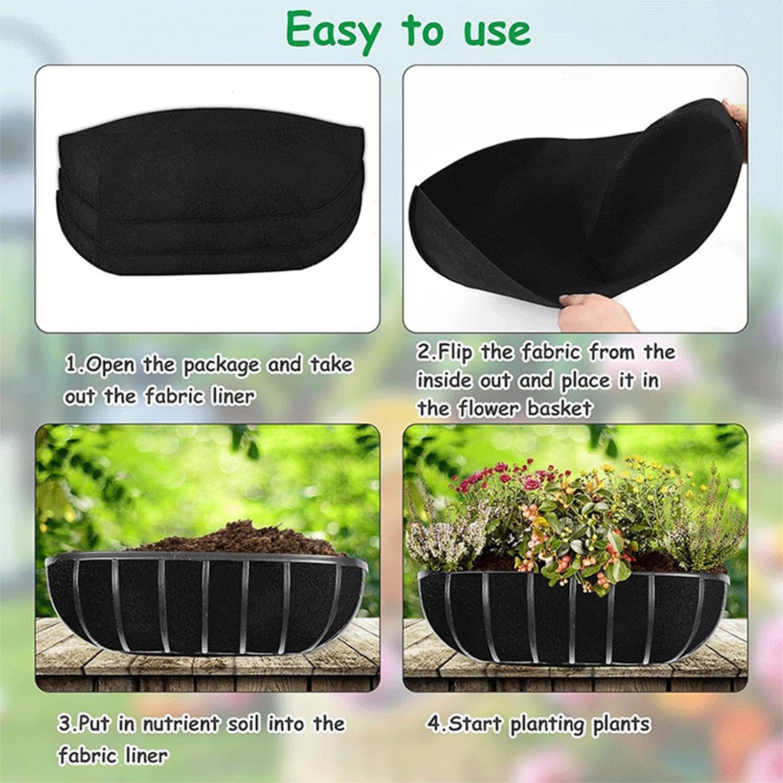 Set di 3 fodere per fioriere, in feltro, traspiranti, rotonde, ideali per giardinaggio, drenaggio, protezione delle piante, decorazione da giardino, piante, dimensioni 30/35/40,6 cm