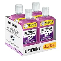 LISTERINE Total Care, Collutorio al gusto di Menta Pura, Collutorio con 10 benefici in 1 per una protezione completa e denti più forti, per un’igiene orale completa, 4×750 ml – Esclusiva Amazon