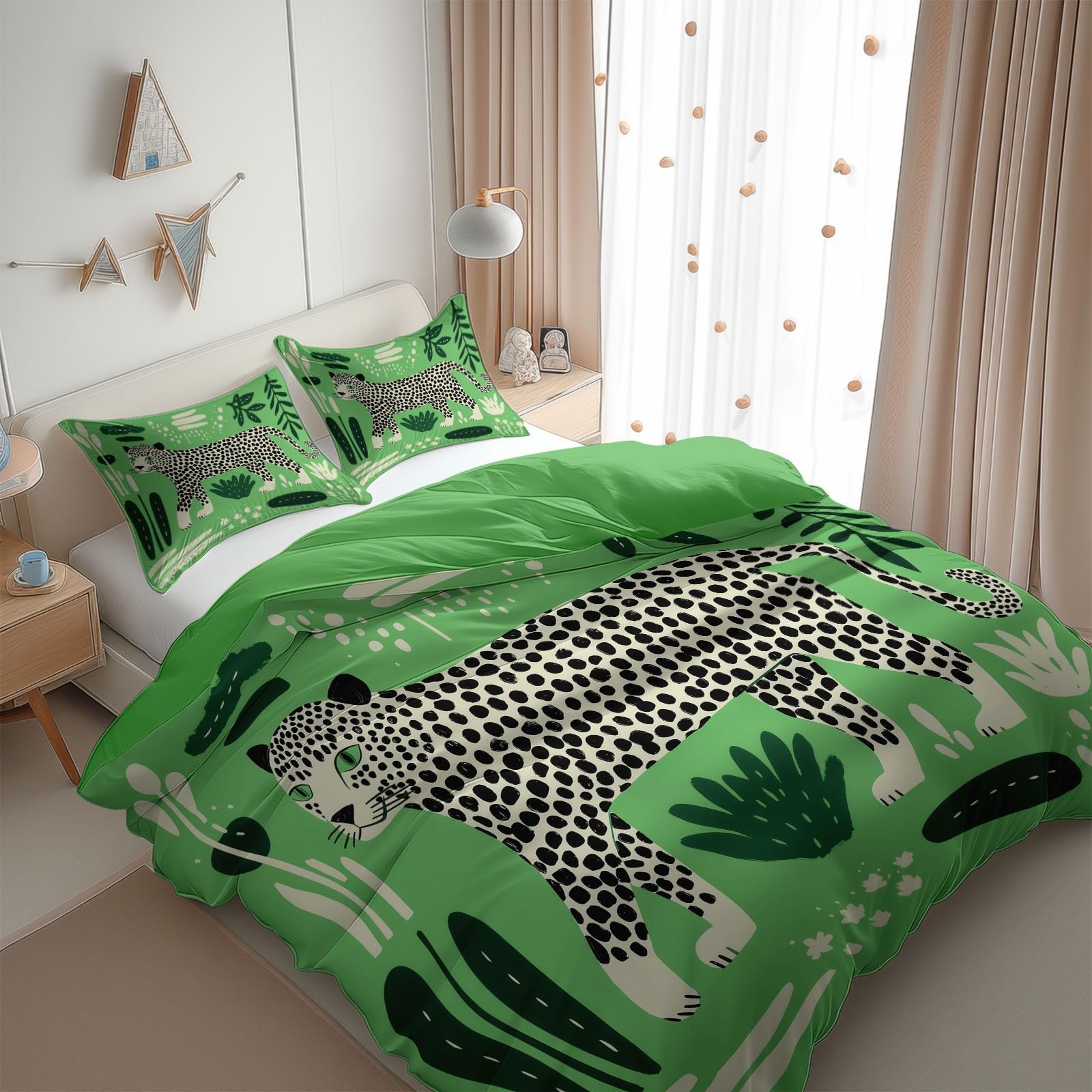Générique Housse de Couette 220x240 cm Jungle Tropicale Parure de Lit