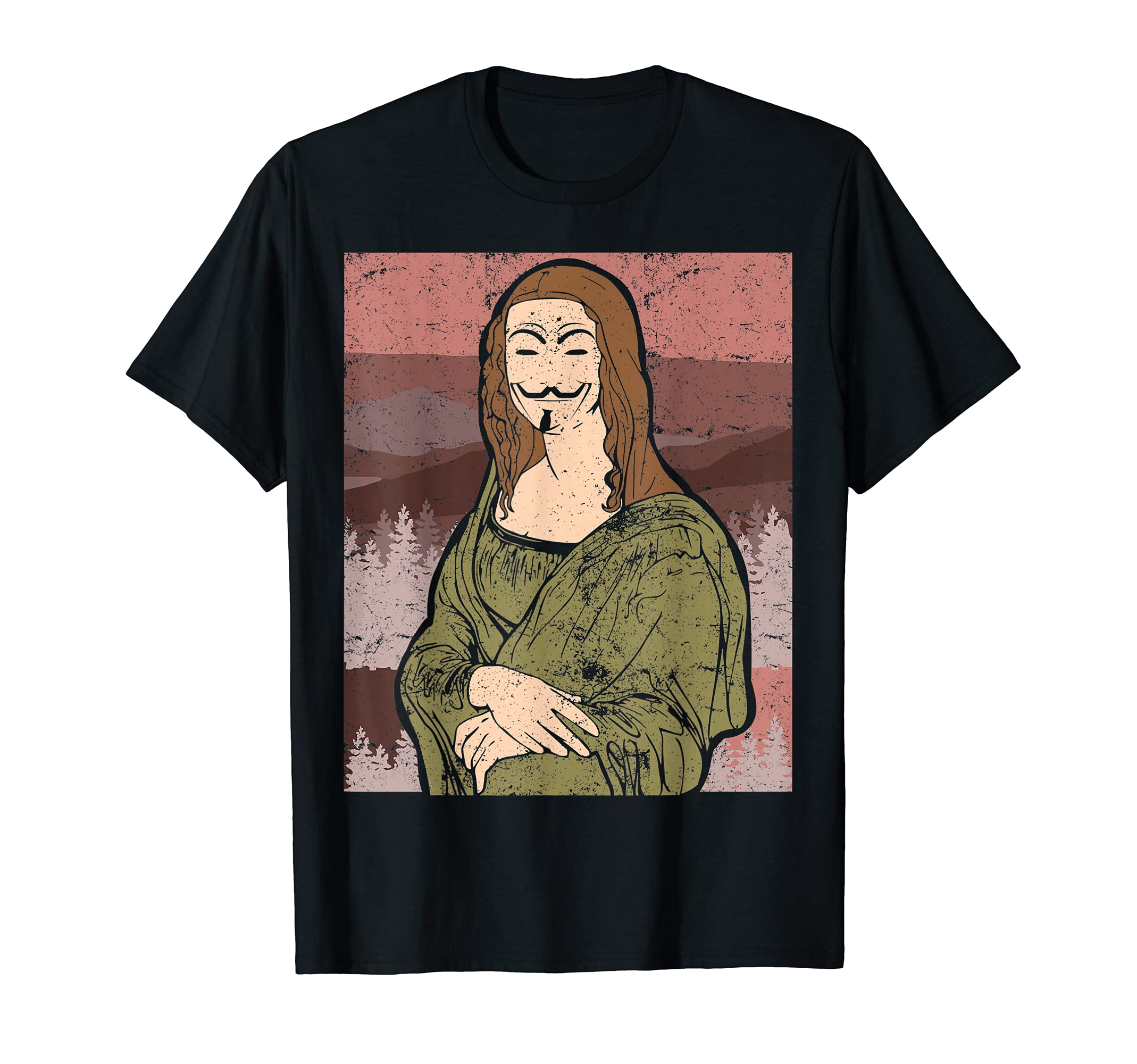 Mona Lisa Anonymous Mask Hacker Mask Programmer T-Shirt